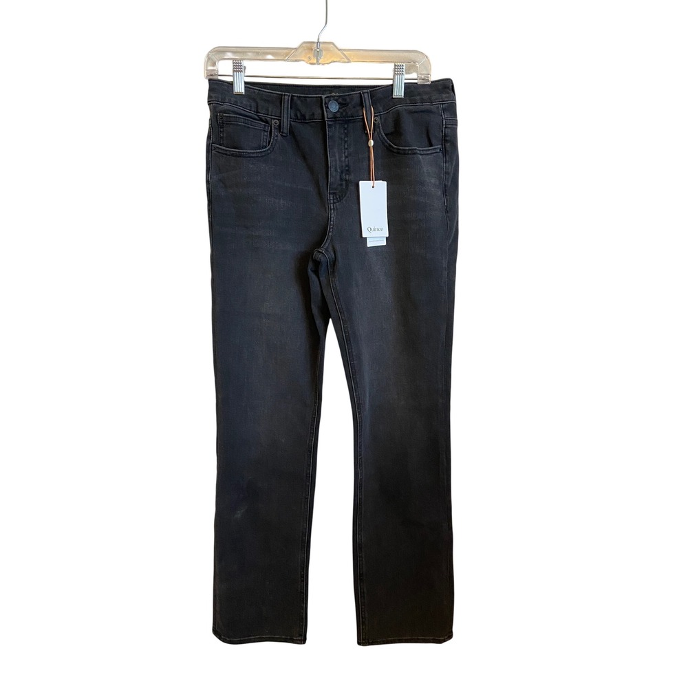 Quince Luna Stretch Slim Straight Jeans Faded Black Size 30 NWT